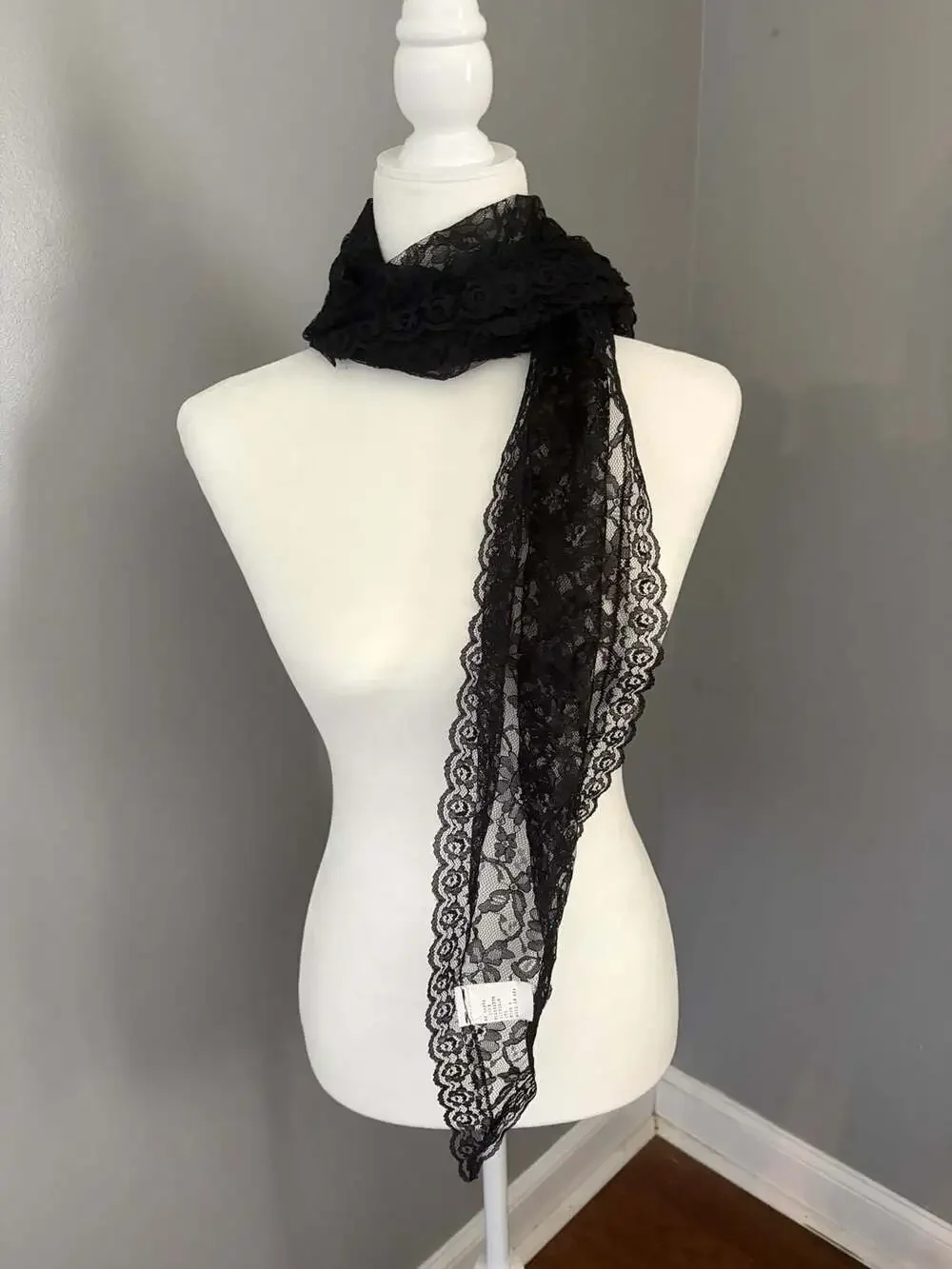 Y2k Black Lace Head Scarf